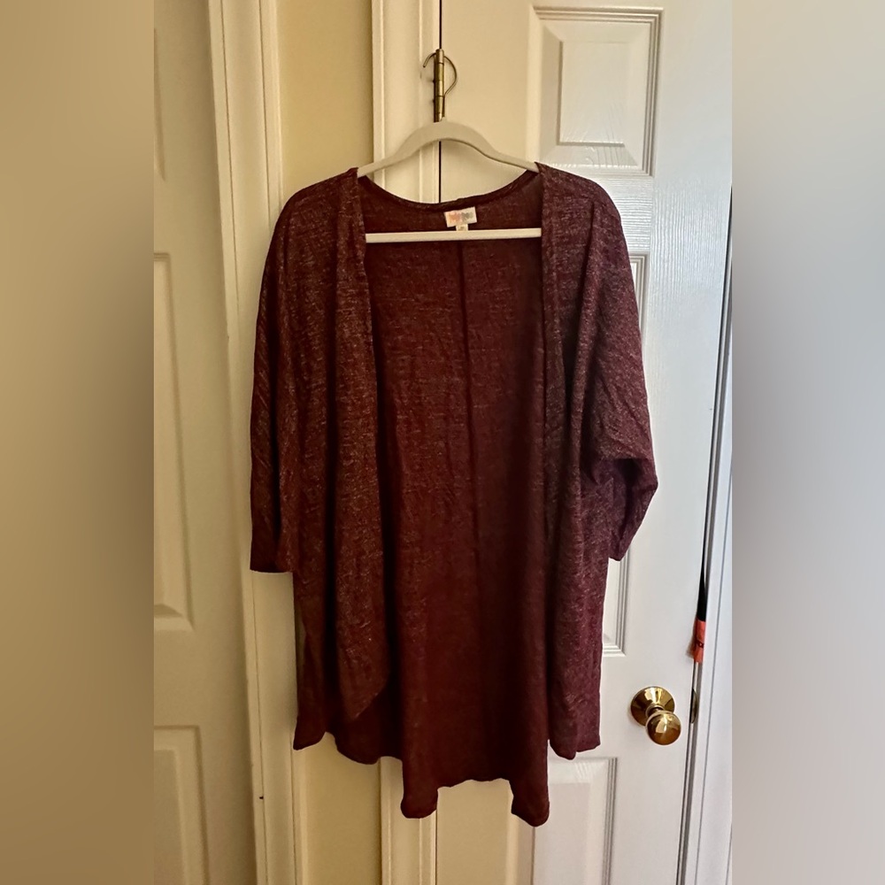 LuLaRoe Marled Burgundy Open Front Cardigan